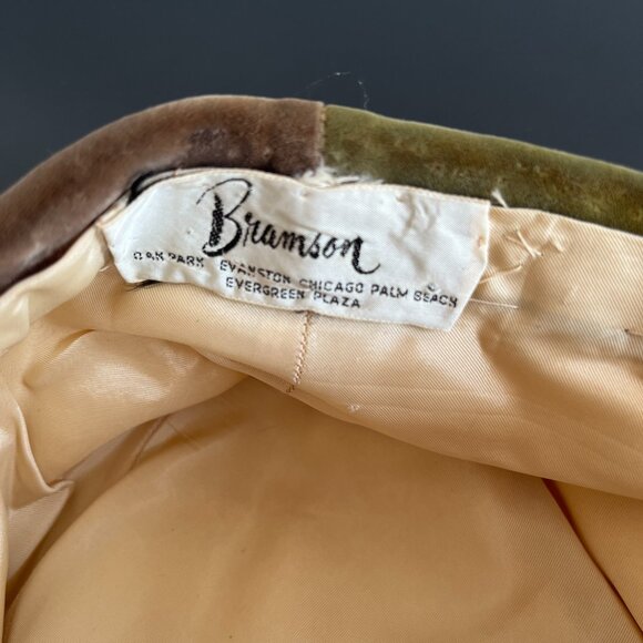 vintage 60s hat mustard yellow velvet cloche pillbox flapper fold cap - Picture 6 of 10